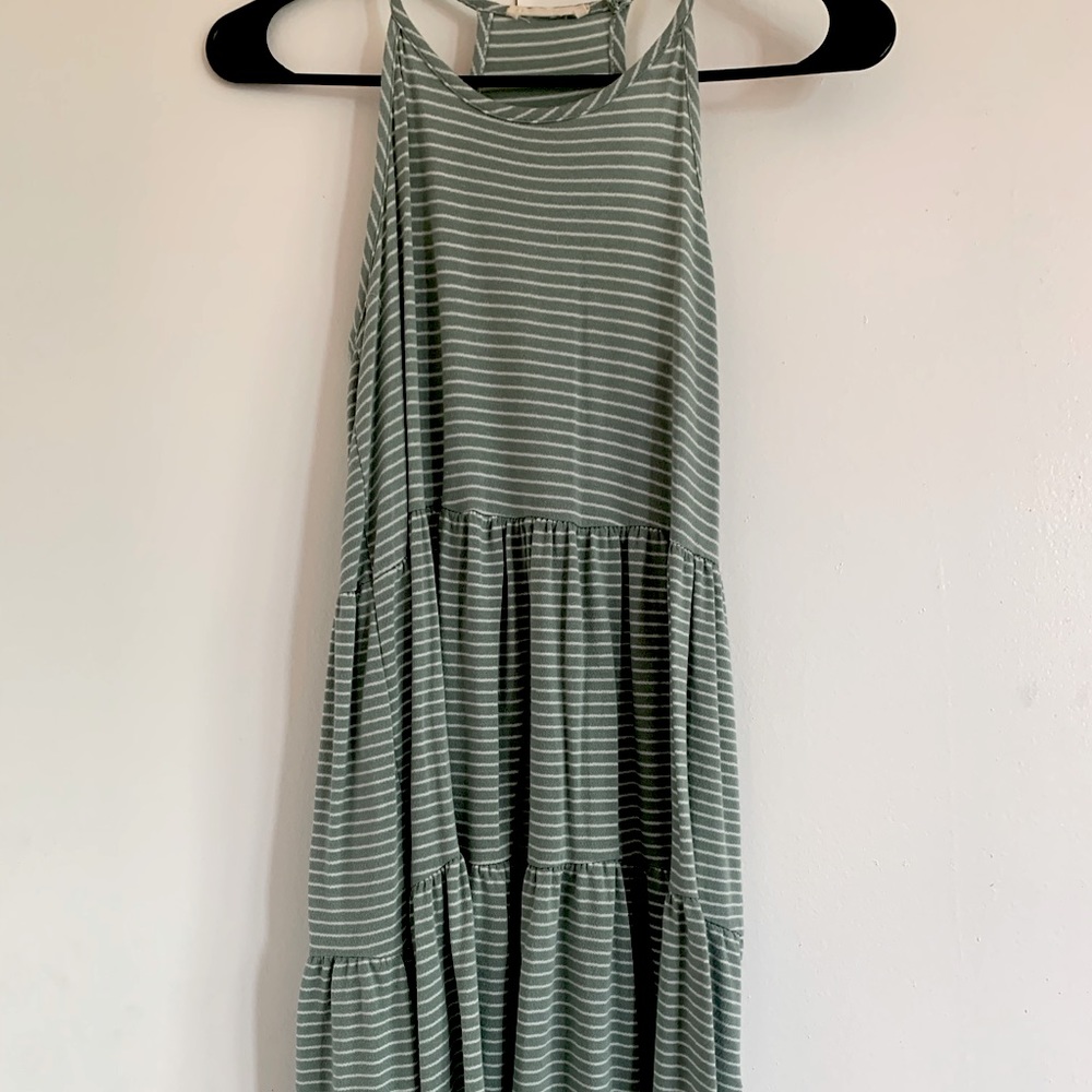 Green & White Striped Dress